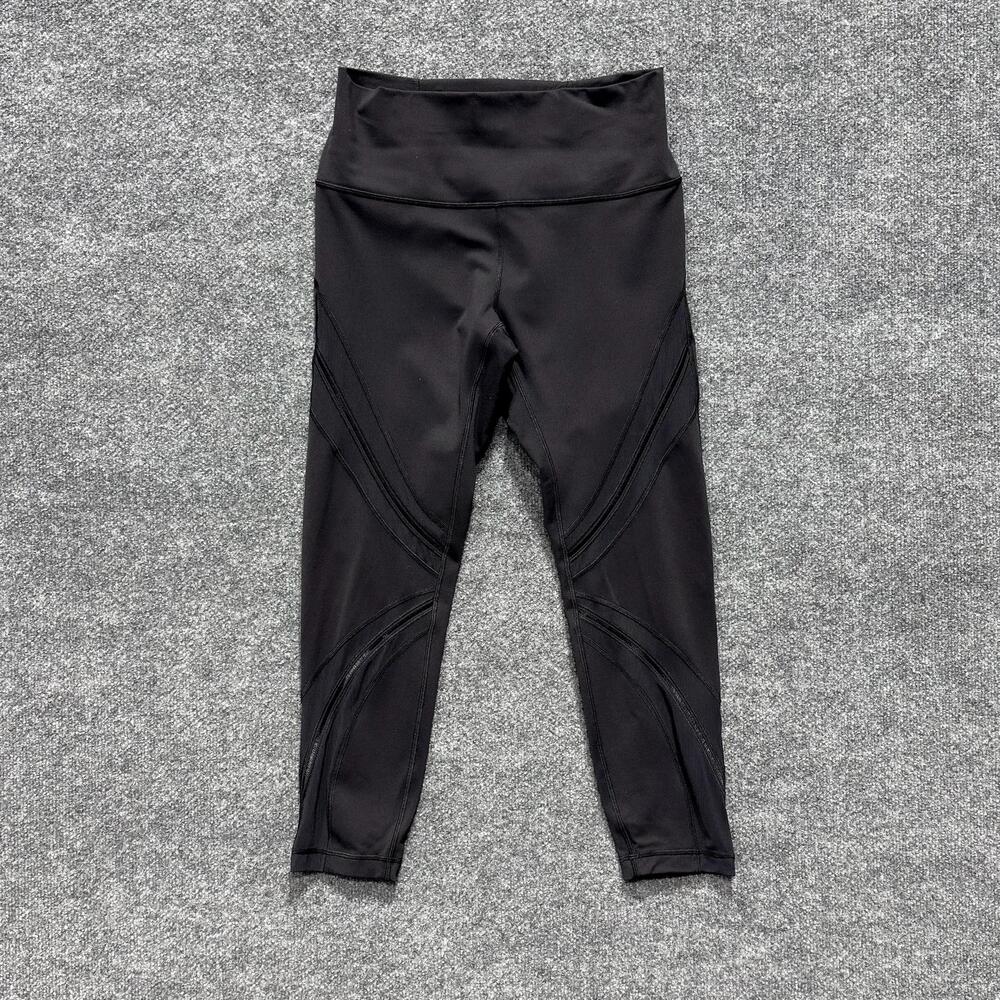 Lululemon Yoga Leggings Womens 10 Black Wunder Under Mesh Pants Crop High Rise